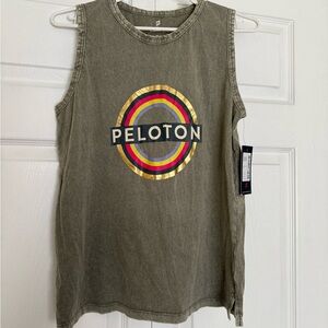 Peloton Olive Muscle Tank with Metallic Gold & Multicolor Ring